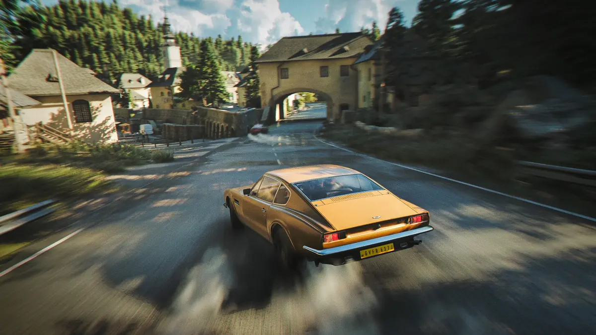 Official 007 First Light screenshot showing a high-speed Aston Martin chase