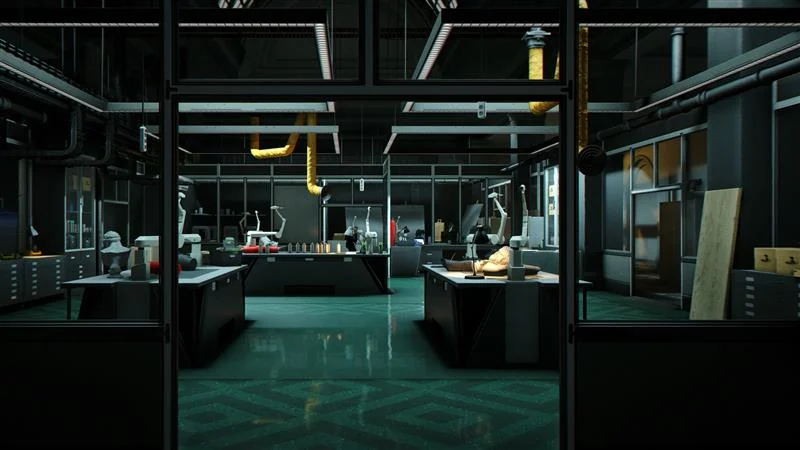 Official 007 First Light media showing The Workshop Tactical Simulation location